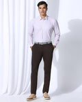 TechPro Slim Fit B-91 Formal Dark Brown Textured Trouser - Meteor