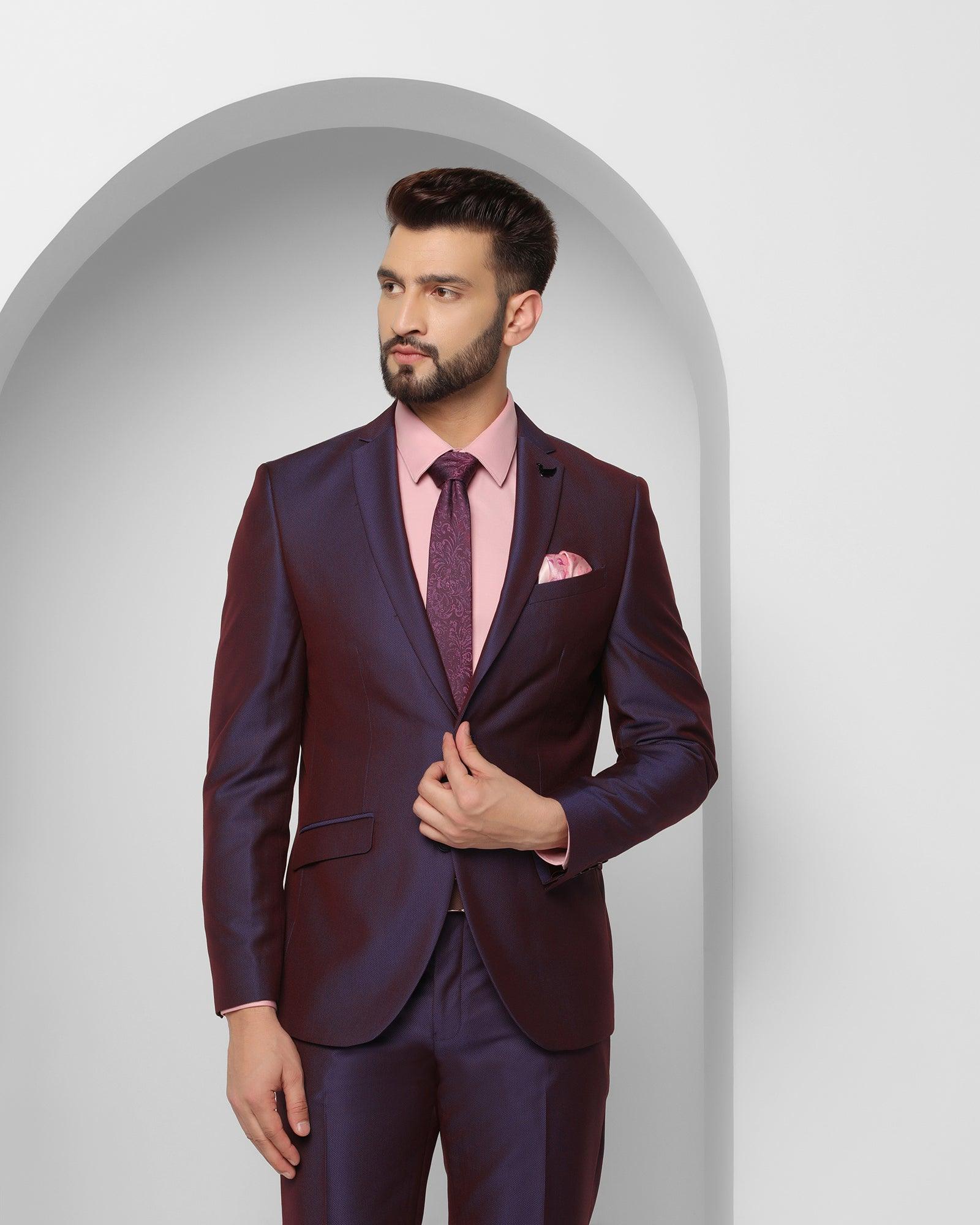 Two Piece Purple Textured Formal Suit - Therin