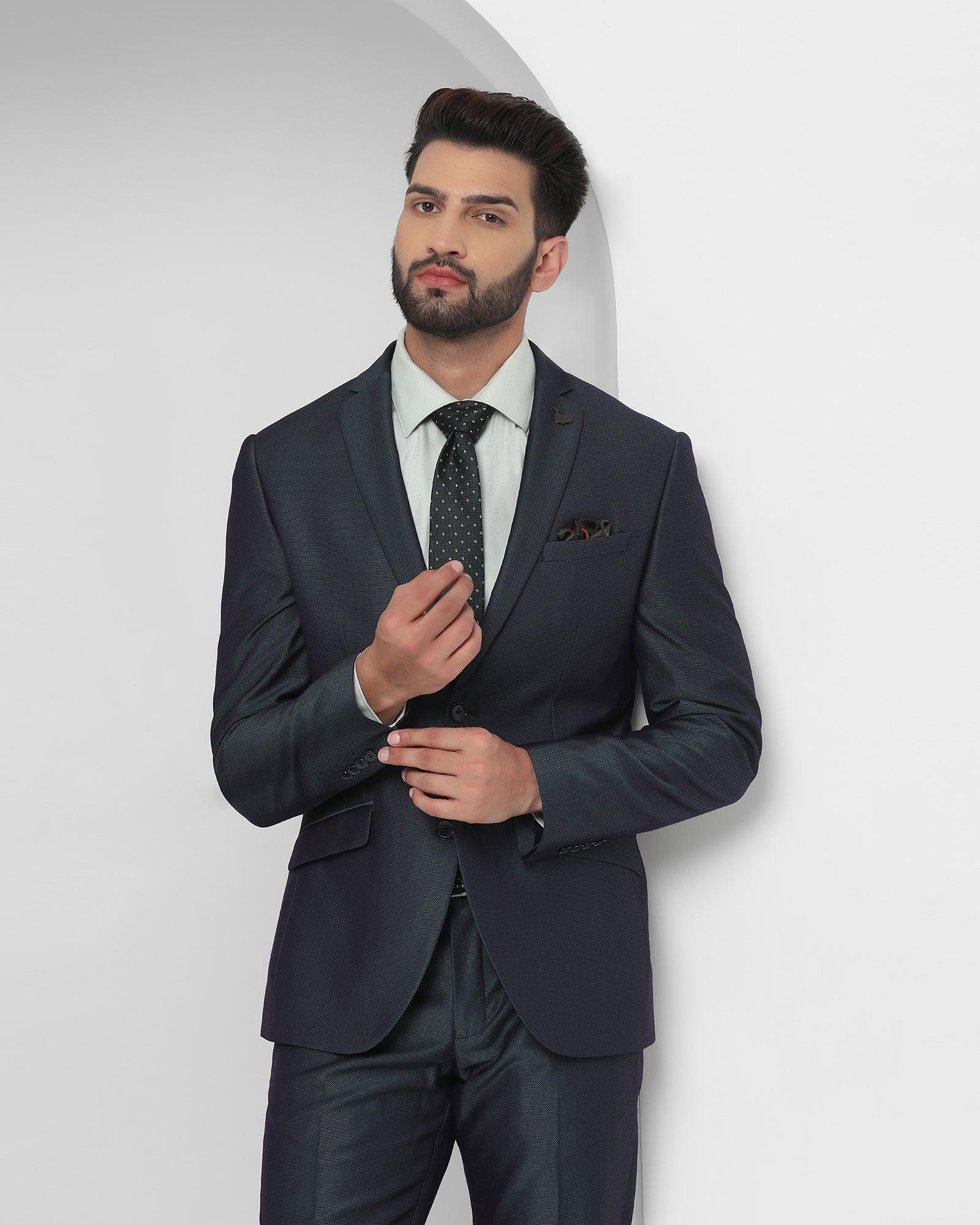 Two Piece Teal Textured Formal Suit - Therin