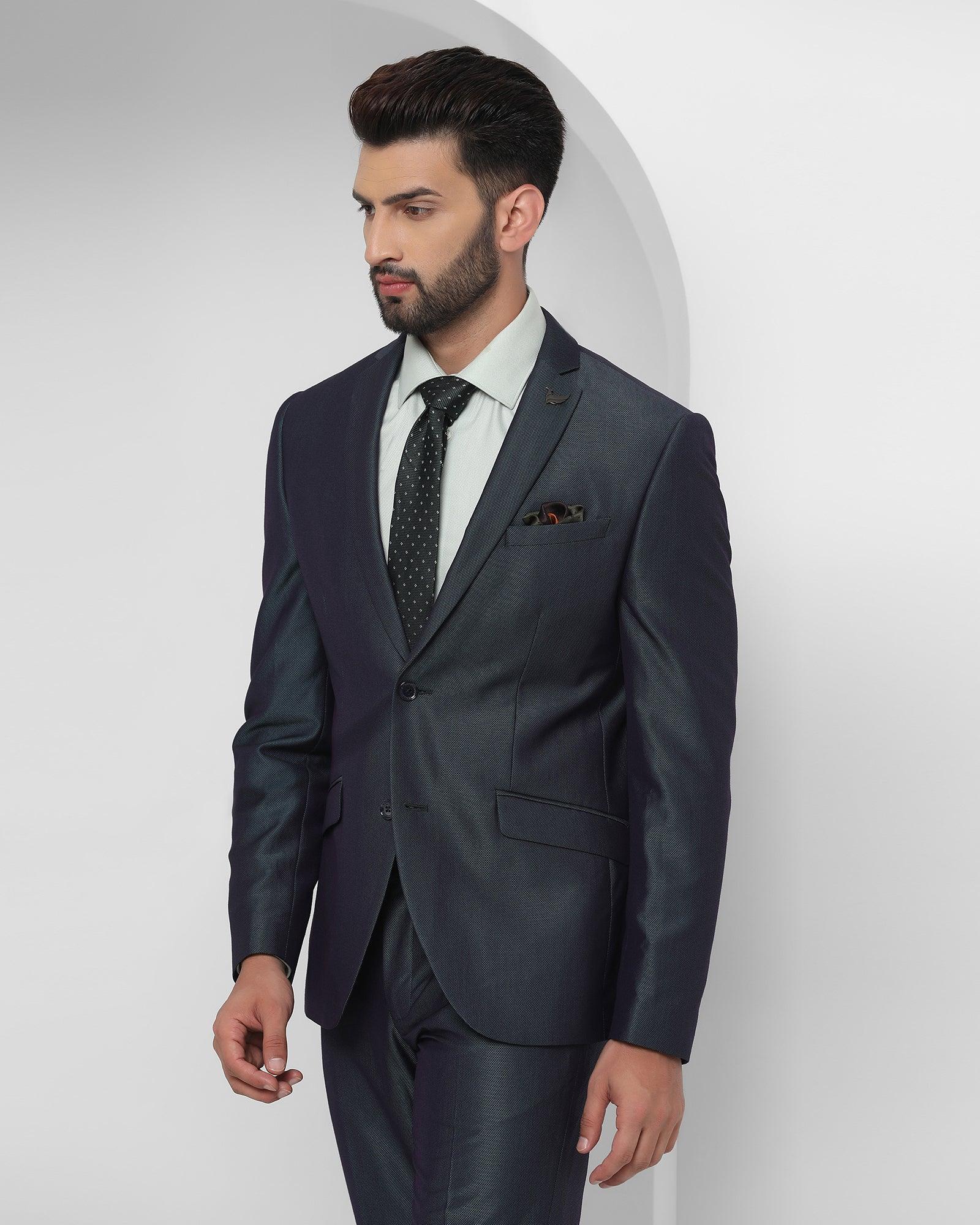 Two Piece Teal Textured Formal Suit - Therin