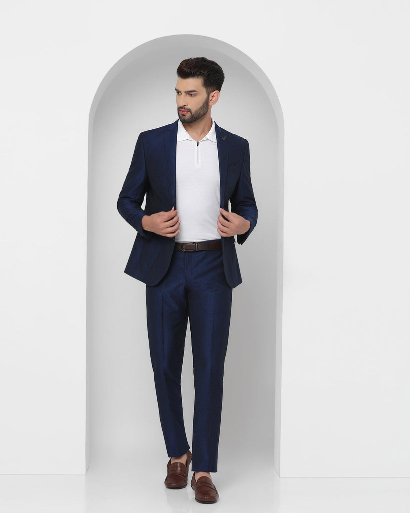 Three Piece Navy Textured Formal Suit - Bonto