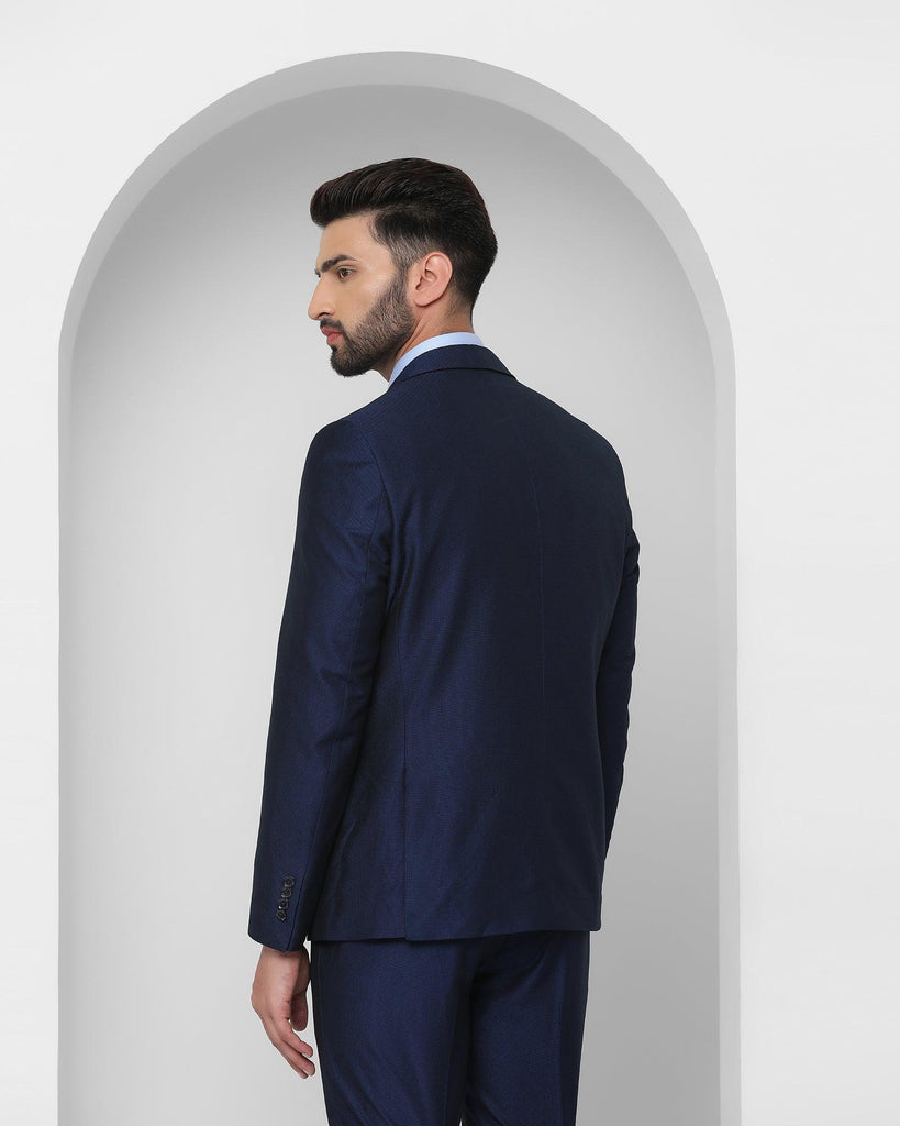 Three Piece Navy Textured Formal Suit - Bonto