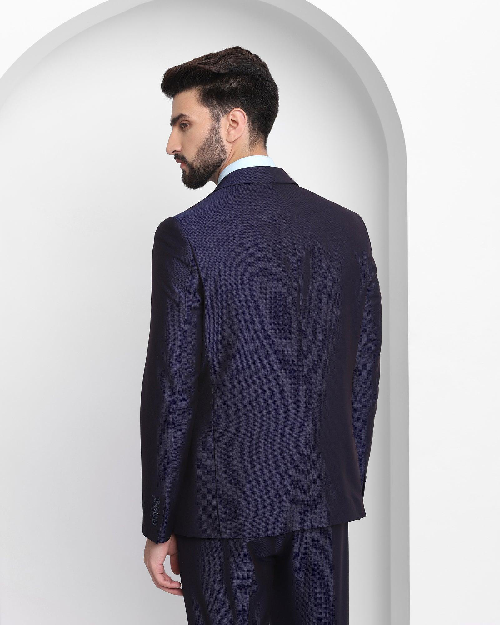 Louis Philippe - A dark blue jacquard tuxedo suit with
