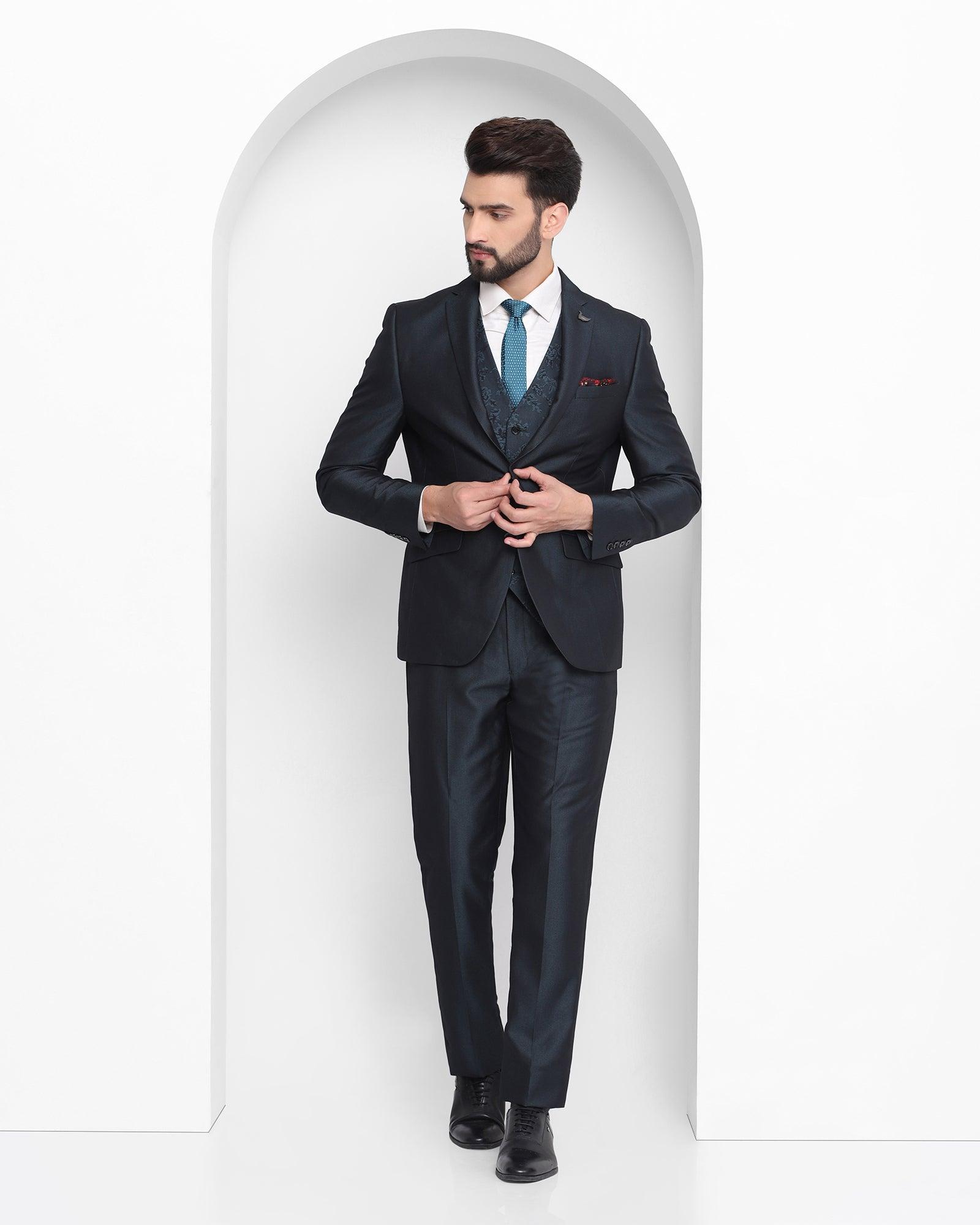 Black 3-piece big checks elegant formal fashion Men suits – paanericlothing