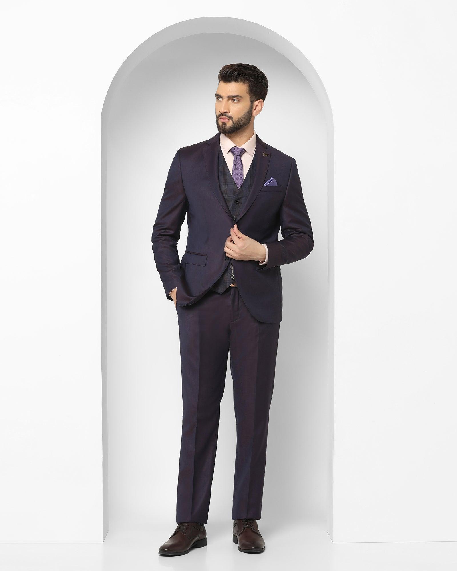 Luxe Multitude 6X Purple Textured Formal Suit - Blaise