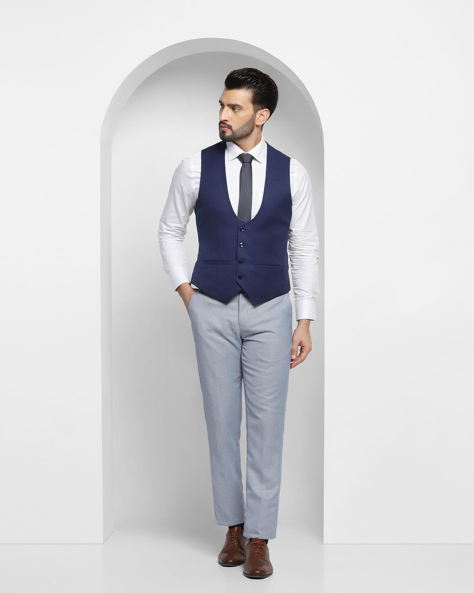 Linen Multitude 6X Blue Textured Formal Suit - Peter