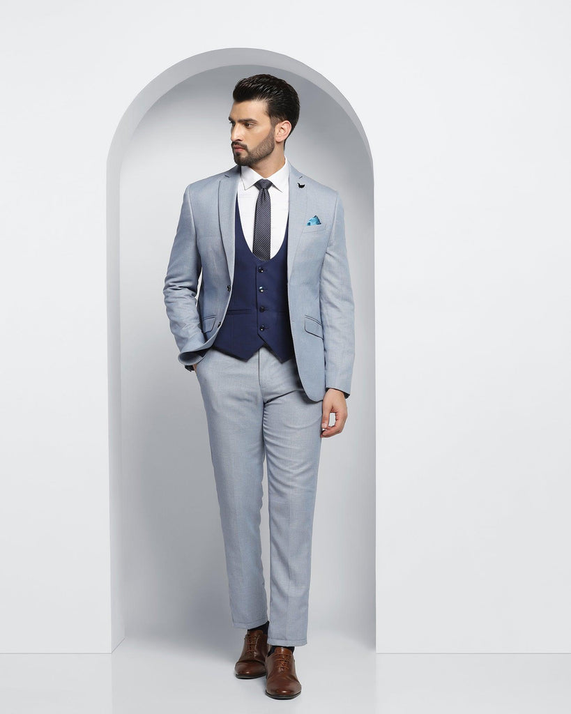 Linen Multitude 6X Blue Textured Formal Suit - Peter