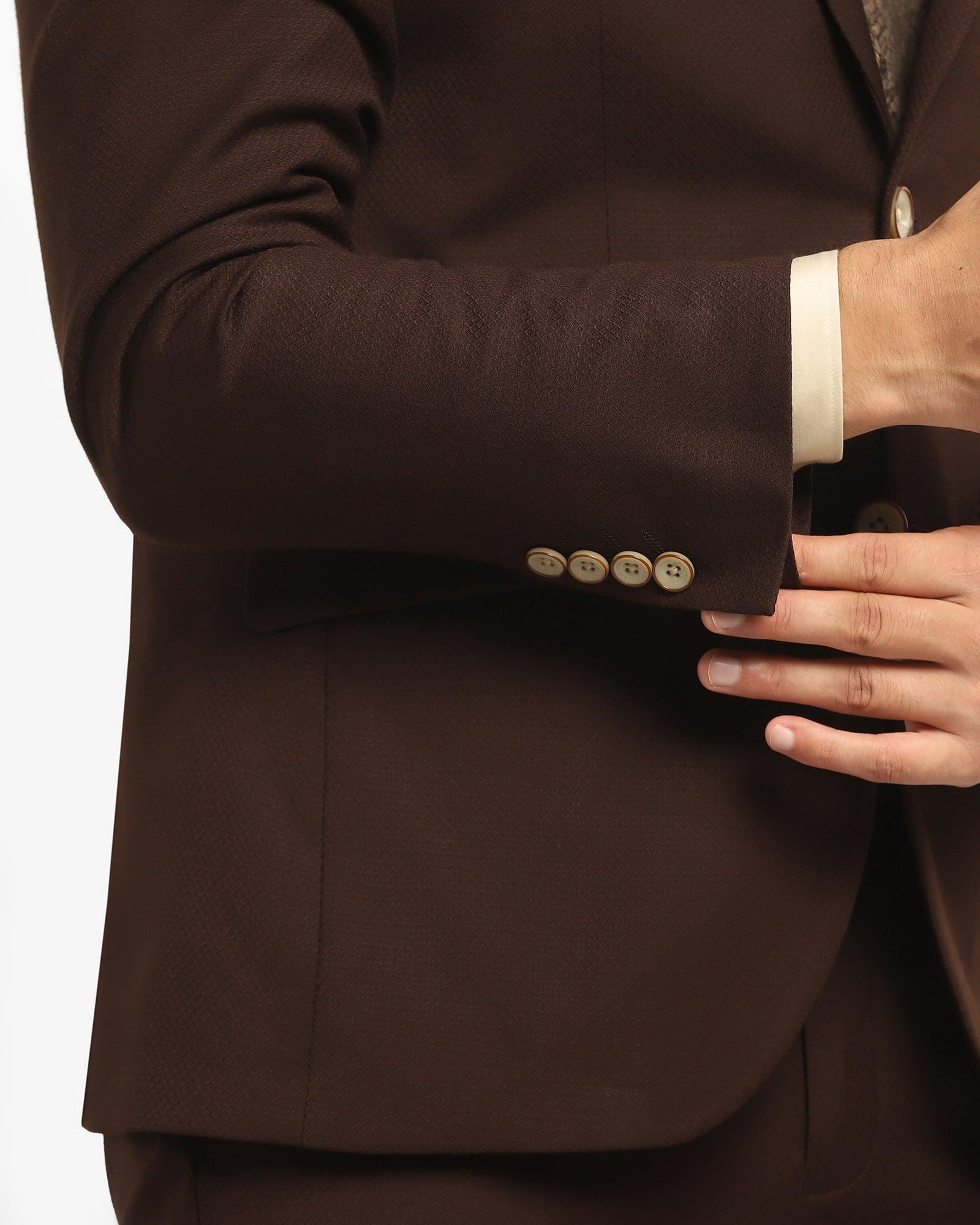 Multitude 6X Dark Brown Textured Formal Suit - Czar