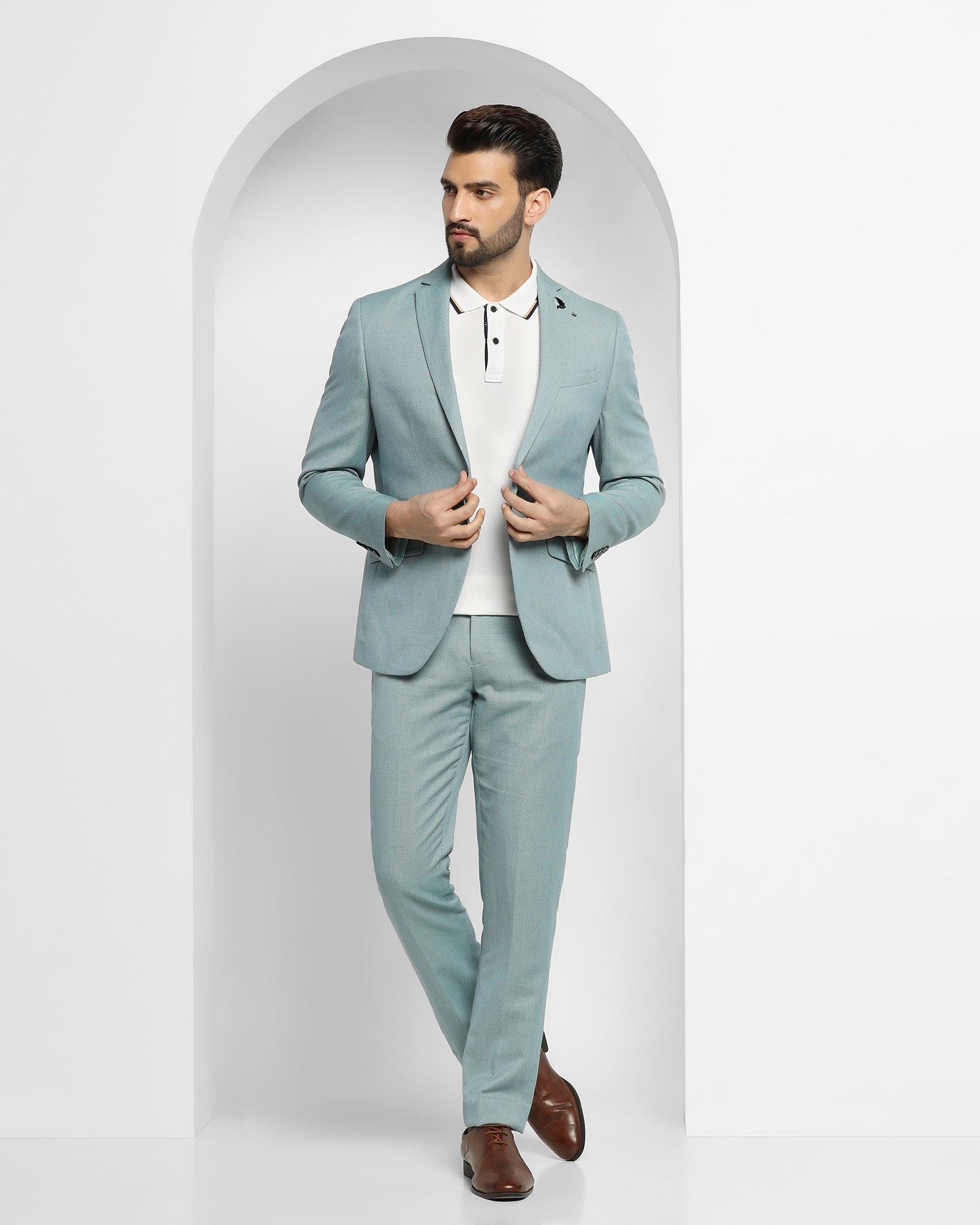Buy Men Green Check Slim Fit Wedding Three Piece Suit Online - 610213 |  Peter England