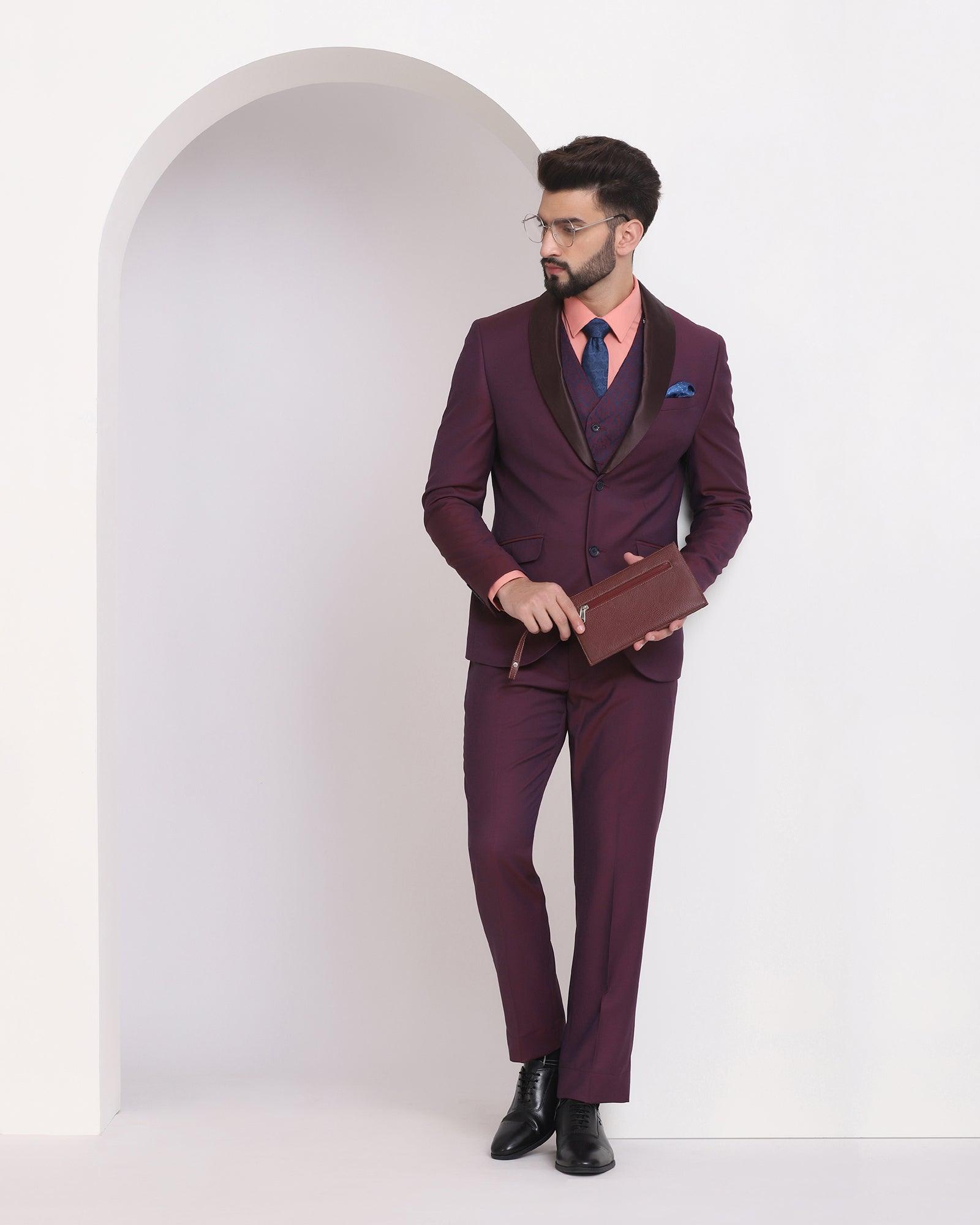 Multitude 6X Wine Textured Formal Suit - Ritman