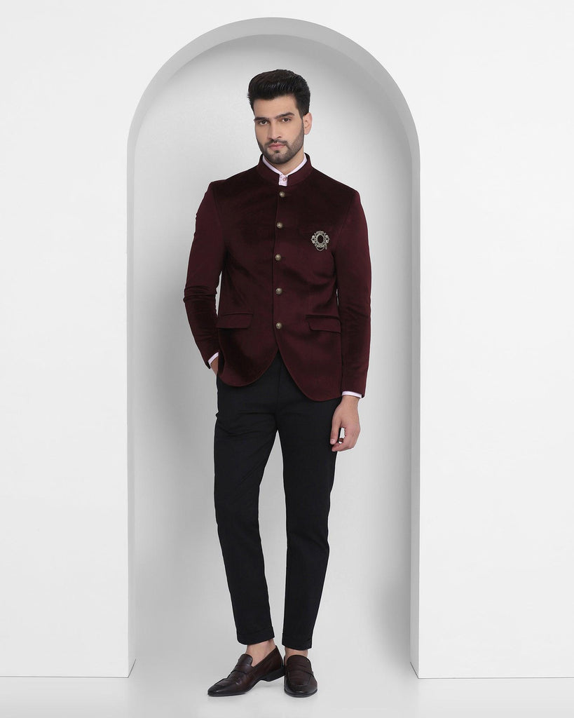 Formal Wine Textured Blazer - Franco