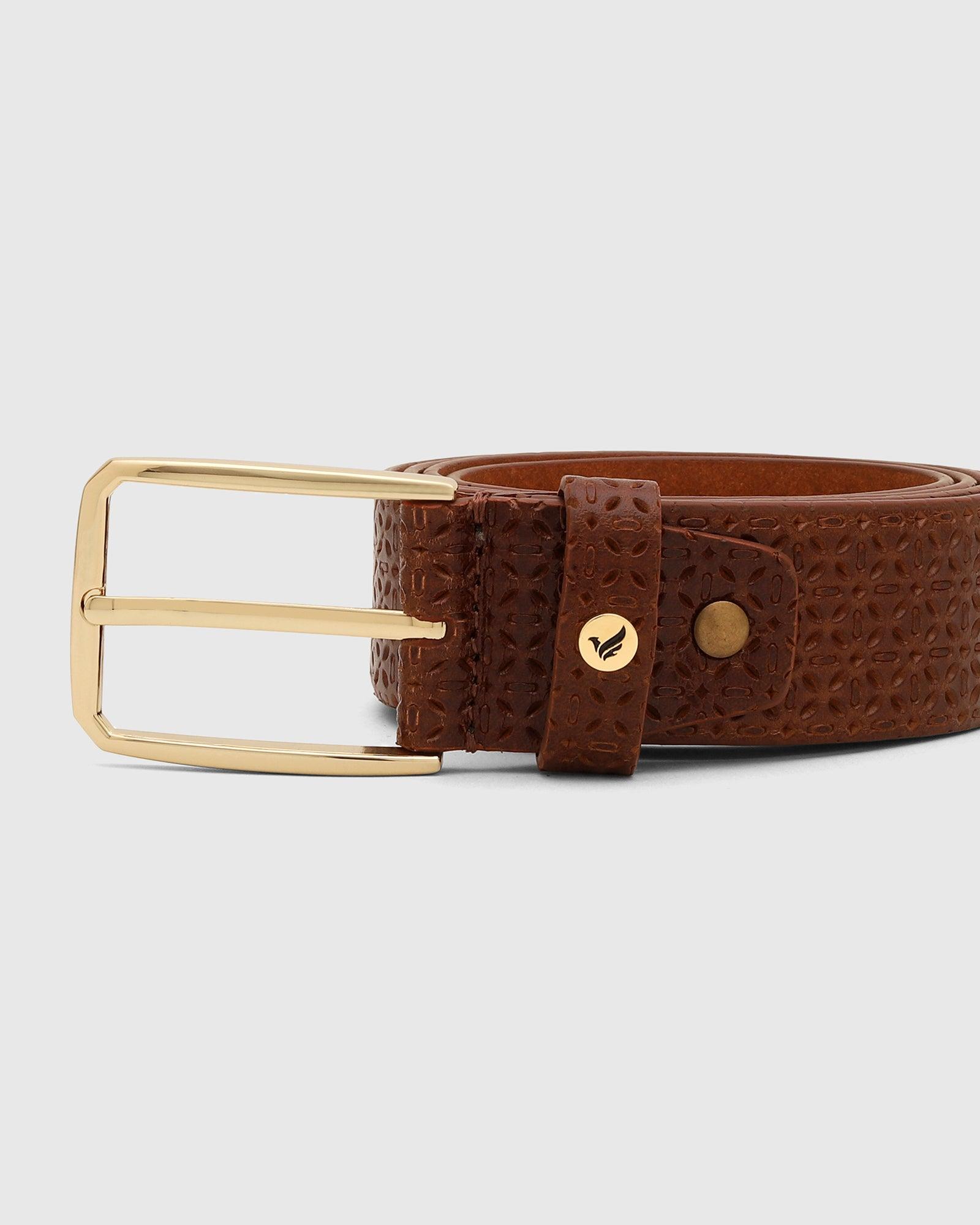 Leather Tan Textured Belt - Qampel