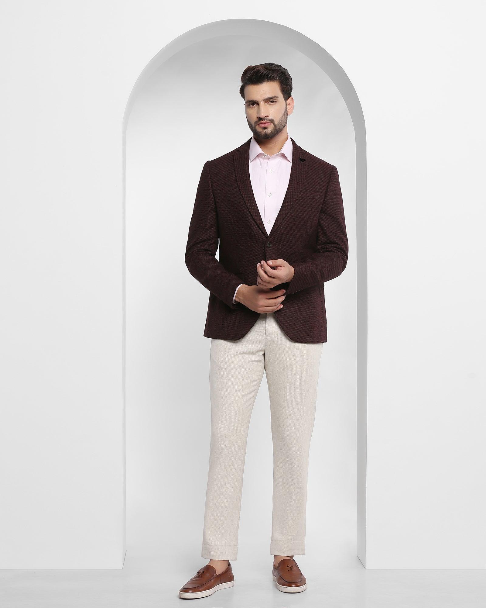 Burgundy Damask Shawl Lapel Tuxedo Suit w/ Black Wool pants – ROGUE NG