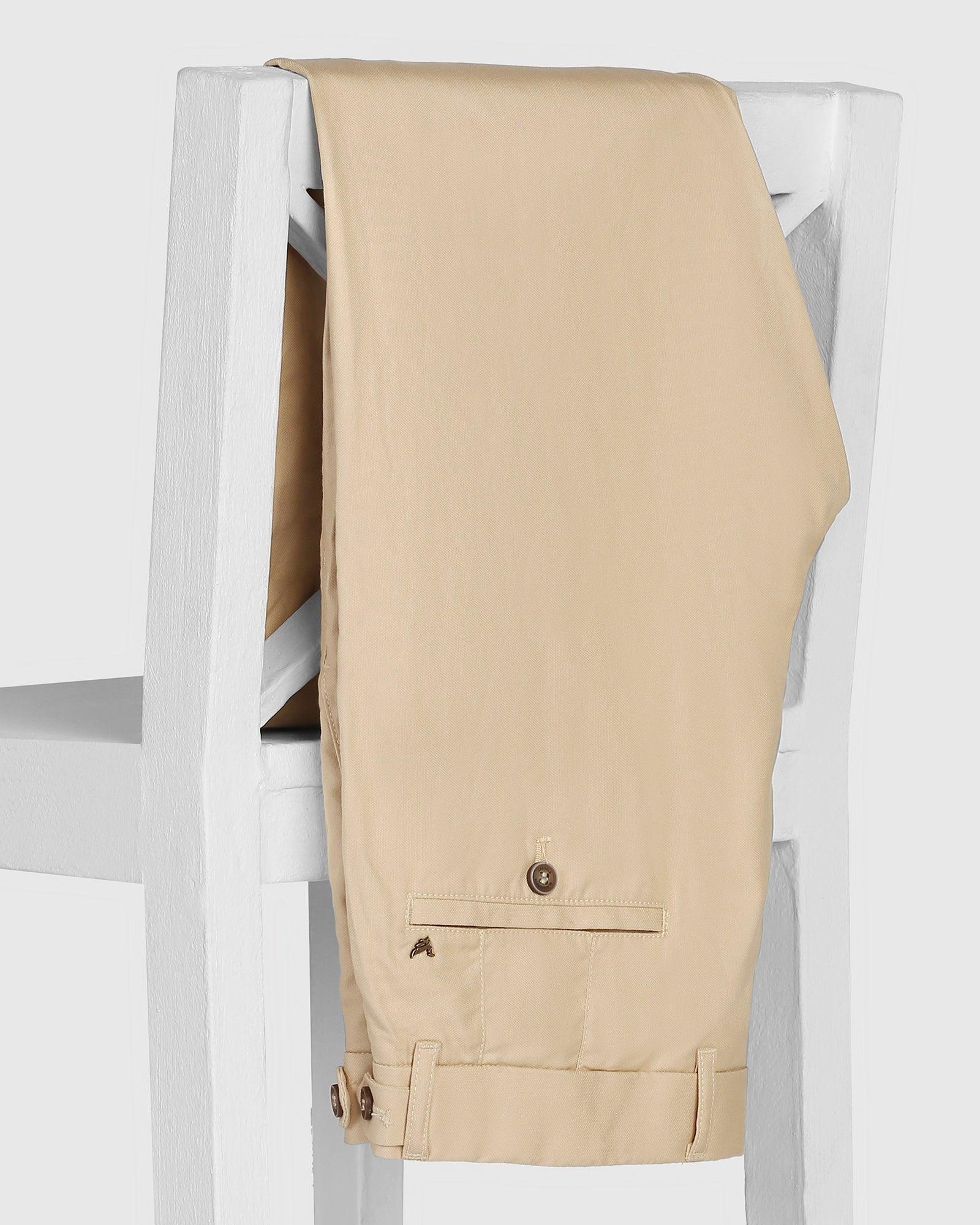 Slim Comfort B-95 Casual Beige Textured Khakis - Jeny