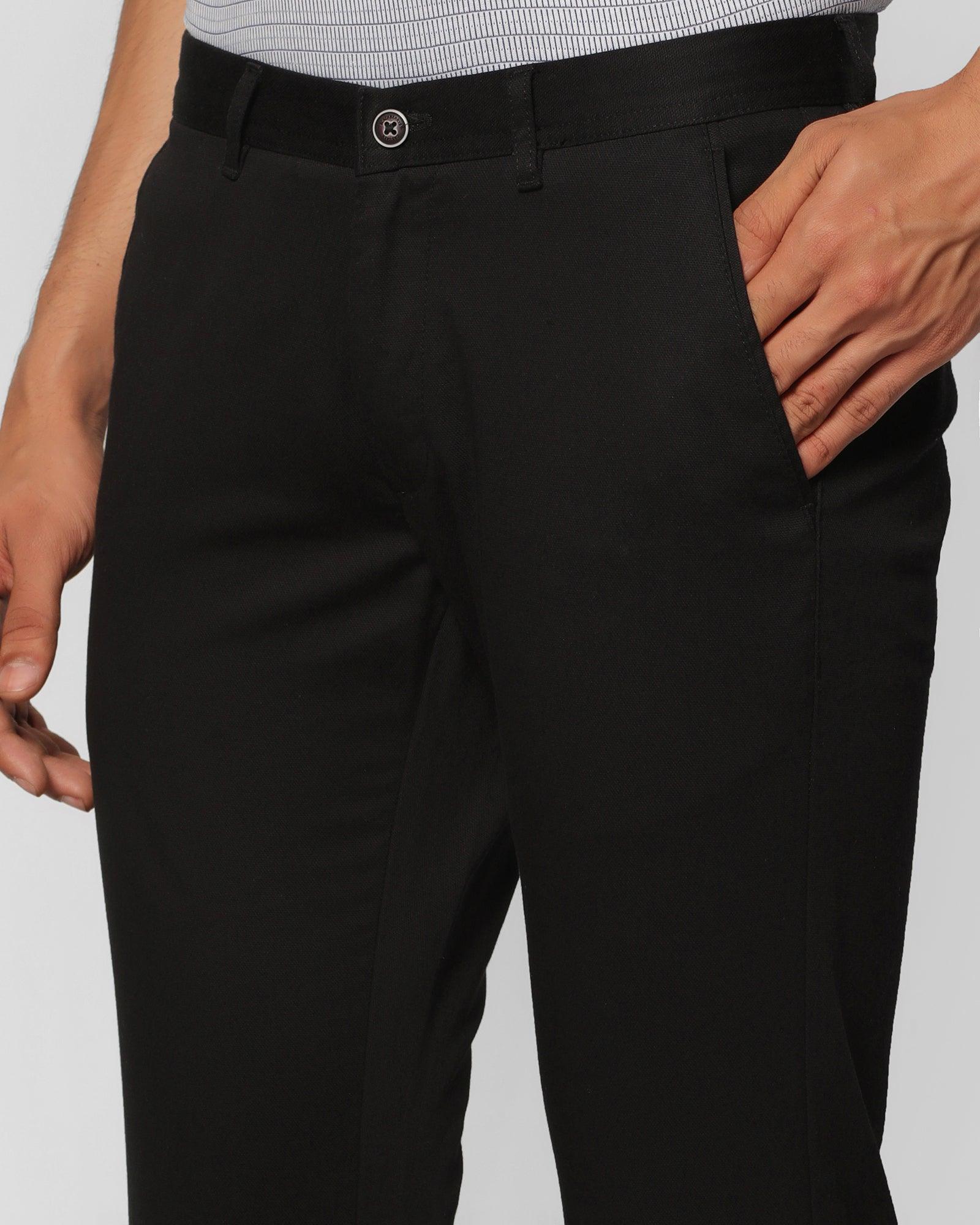 Textured Casual Khakis In Black B-91 (Eve) - Blackberrys