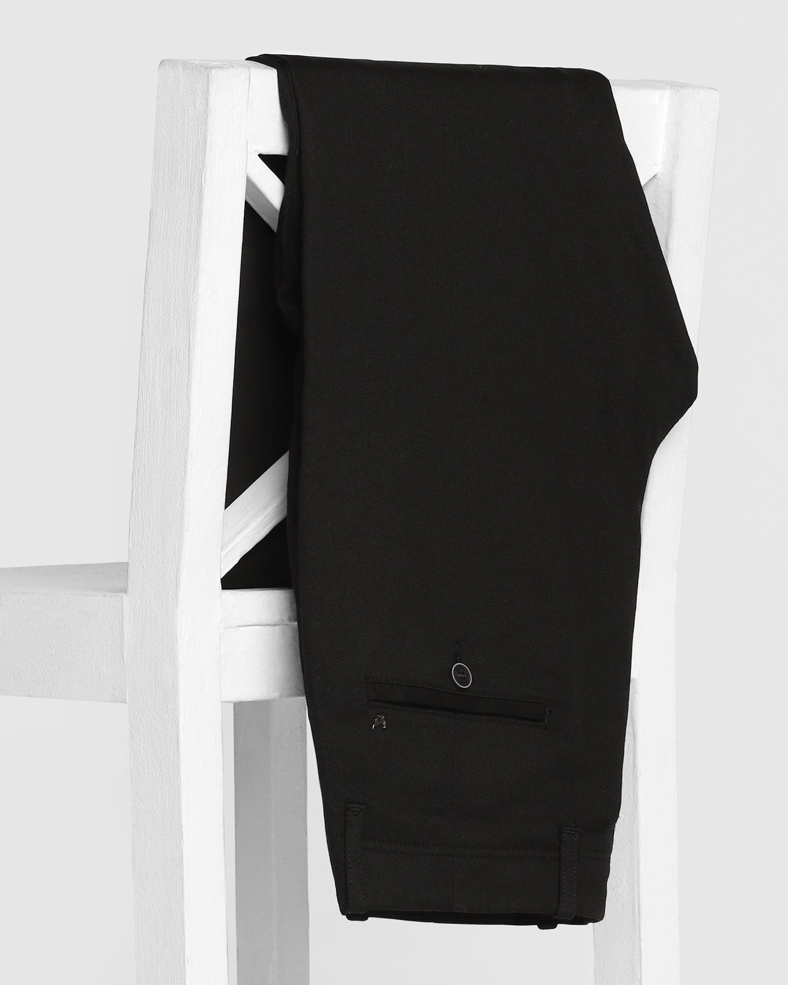 Slim Fit B-91 Casual Black Textured Khakis - Regue