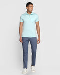Textured Casual Khakis In Blue B-91 (Bob) - Blackberrys