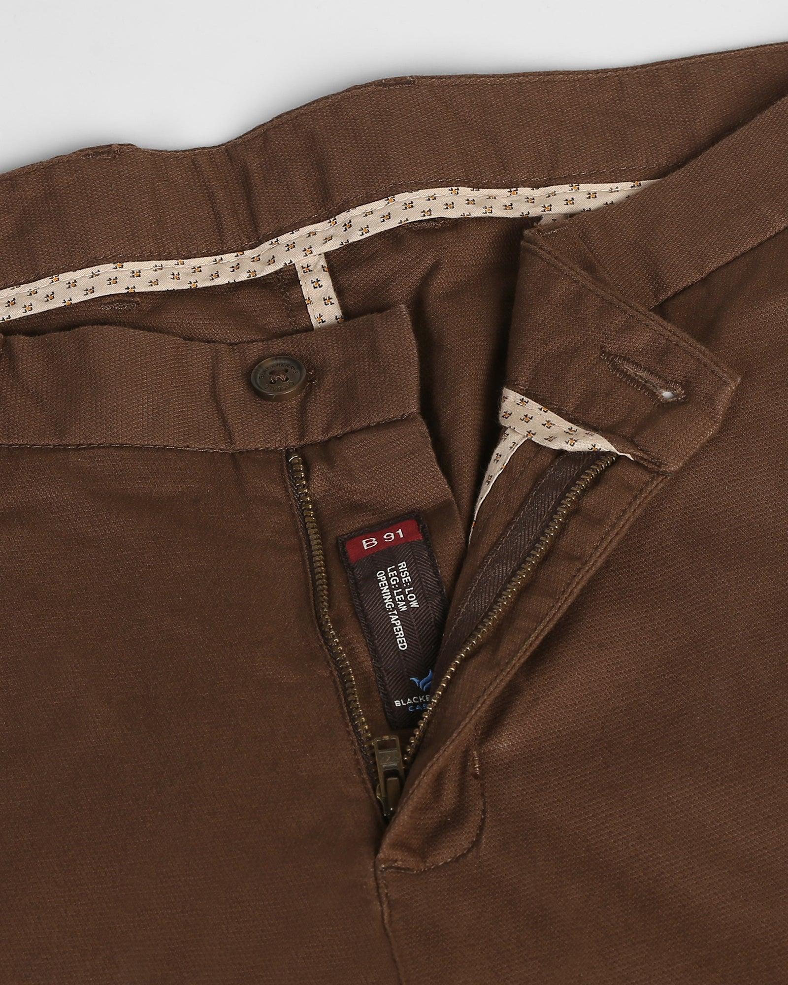 Slim Fit B-91 Casual Brown Textured Khakis - Aiden