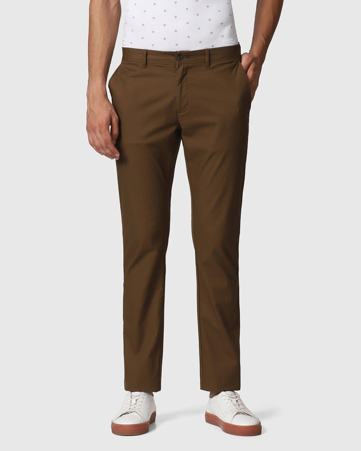 Slim Comfort B-95 Casual Brown Textured Khakis - Crater