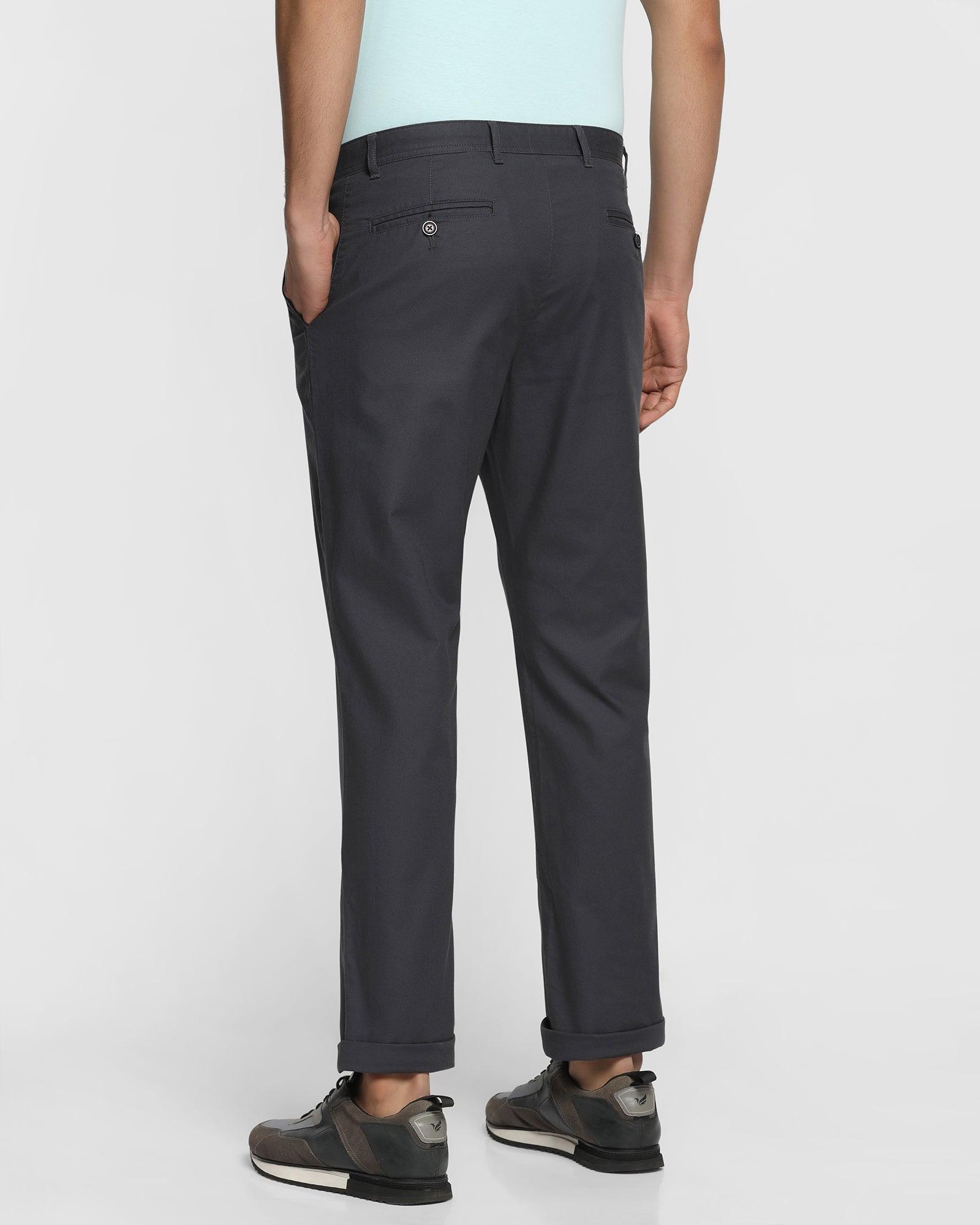 Straight B-90 Casual Charcoal Textured Khakis - Cratis