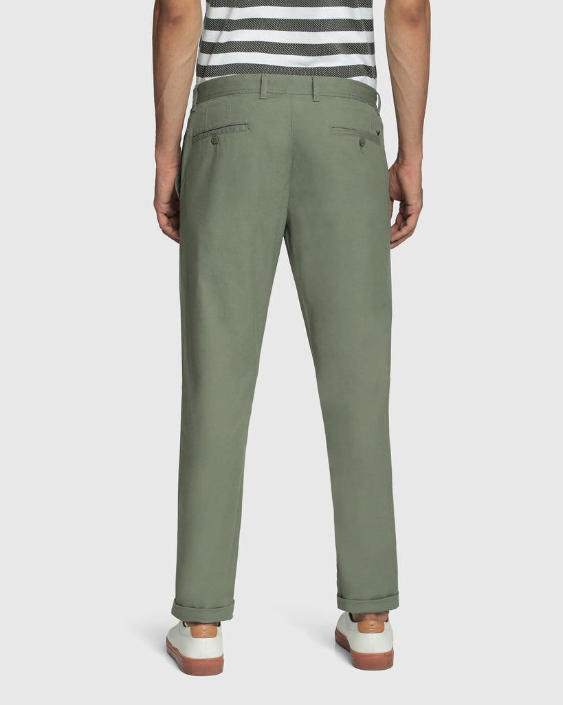 Slim Comfort B-95 Casual Green Textured Khakis - Crater