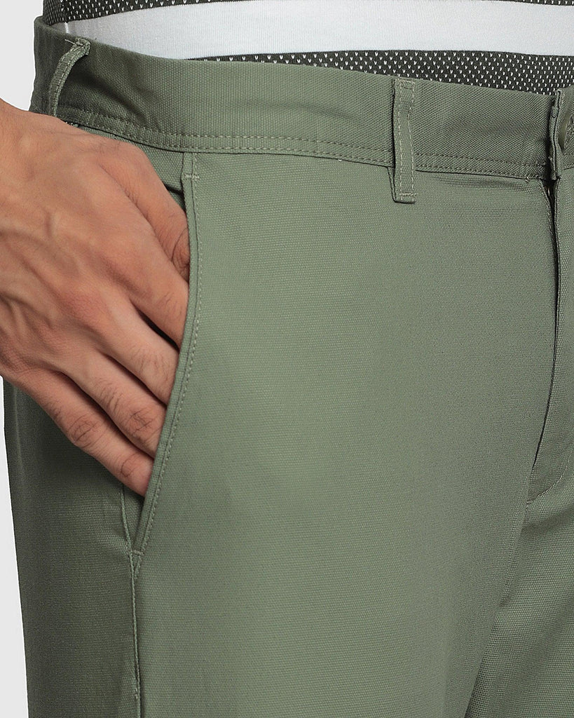 Slim Comfort B-95 Casual Green Textured Khakis - Crater