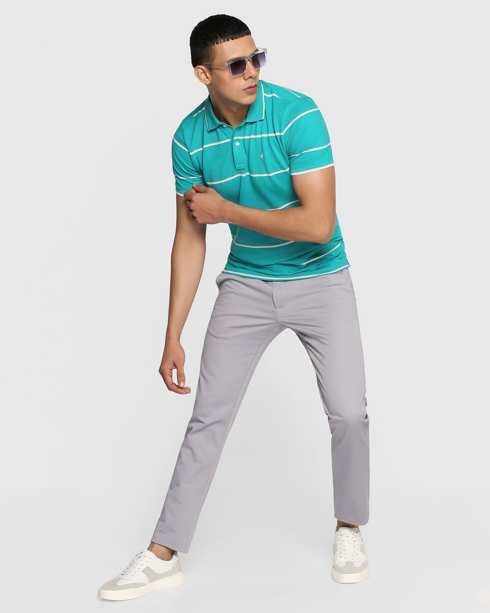 Slim Fit B-91 Casual Grey Textured Khakis - Eve
