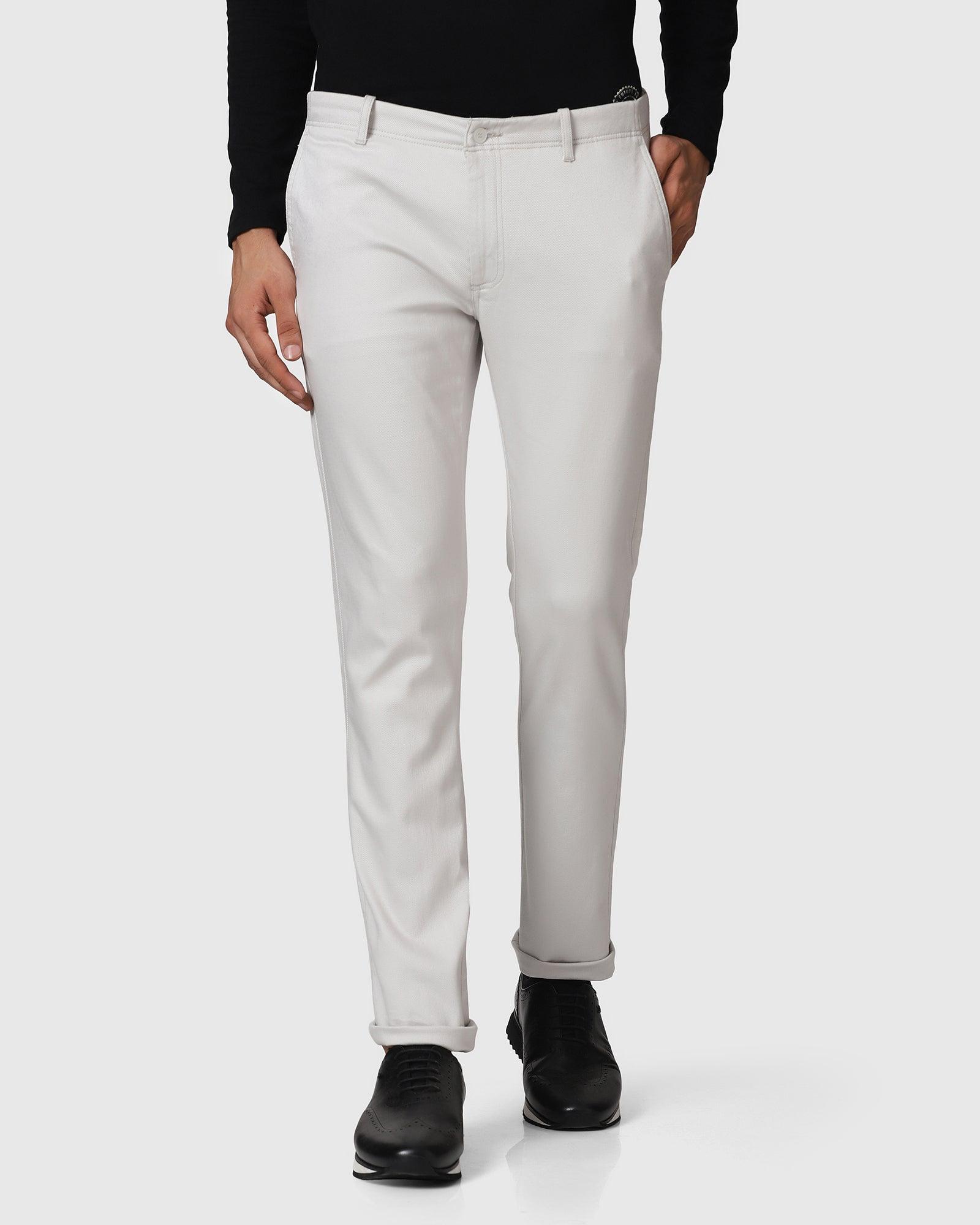 Slim Fit B-91 Casual Light Grey Textured Khakis - Regue