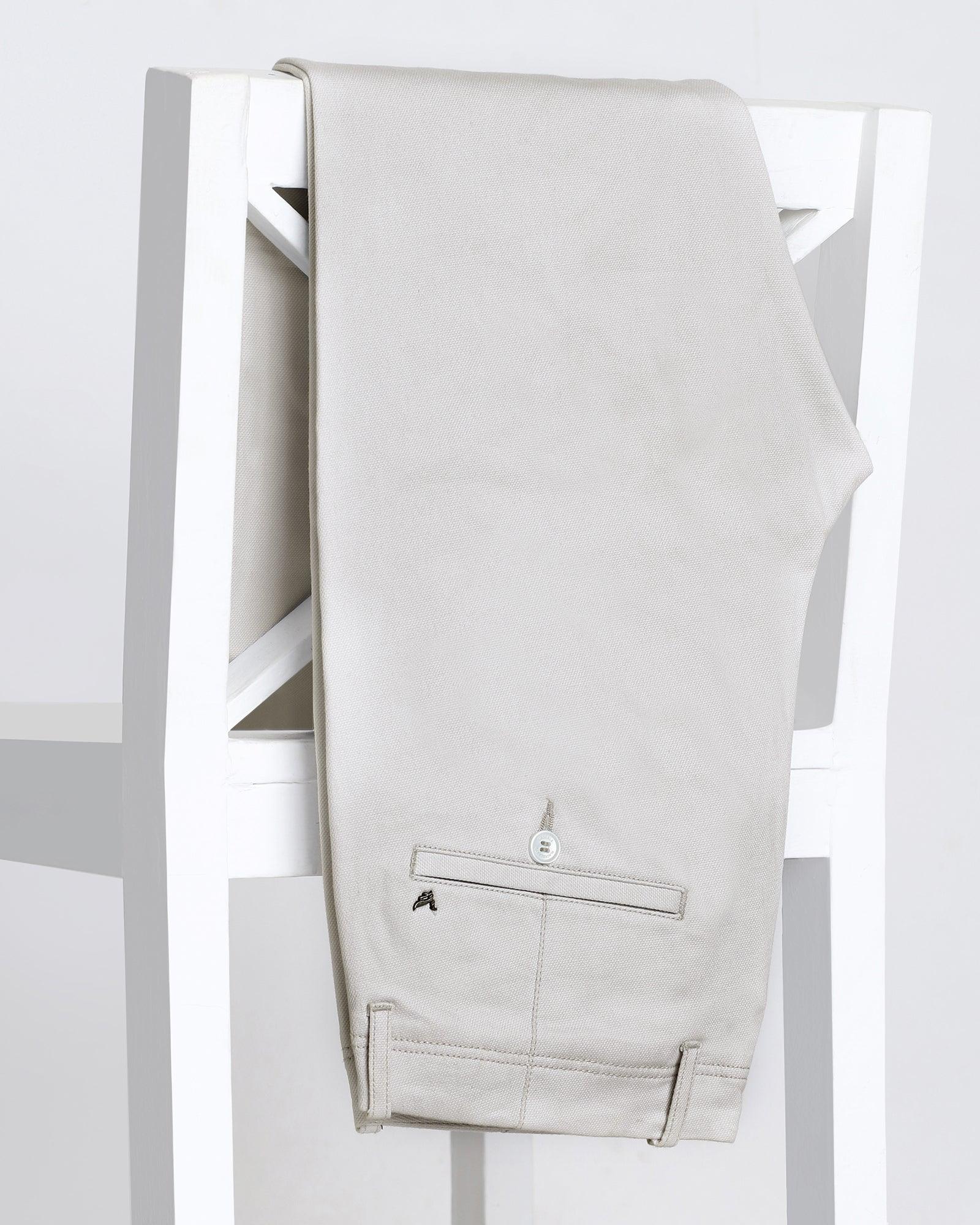 Slim Fit B-91 Casual Light Grey Textured Khakis - Regue