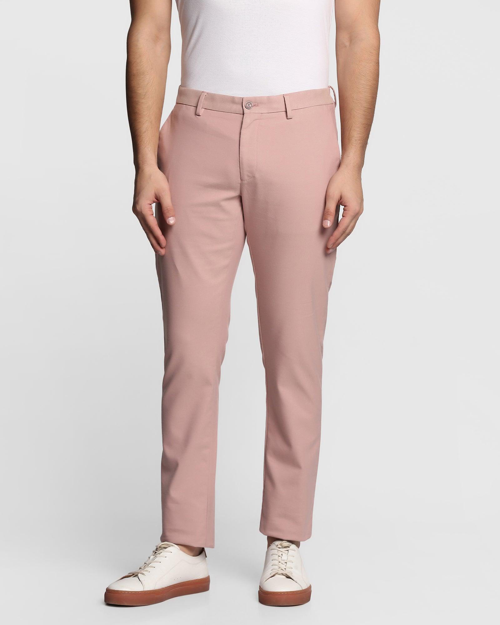 Slim Comfort B-95 Casual Light Pink Textured Khakis - Lotus