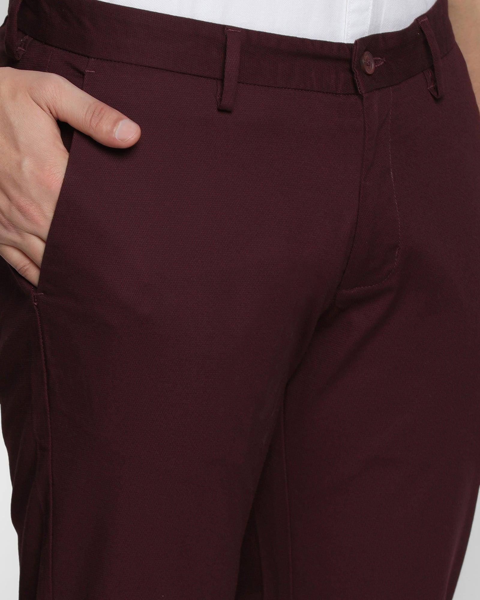 Slim Fit B-91 Casual Wine Textured Khakis - Aiden