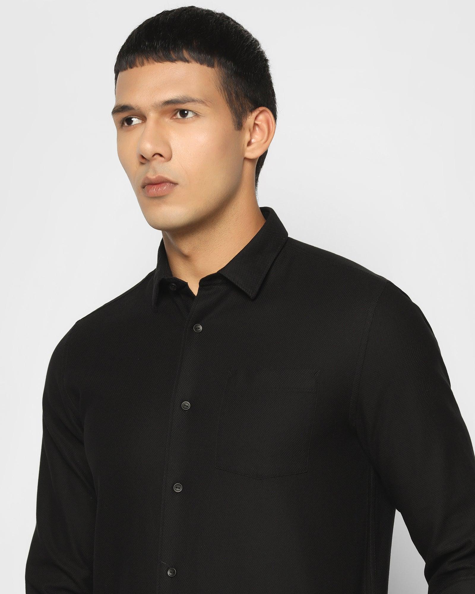 Casual Black Textured Shirt - Tyler