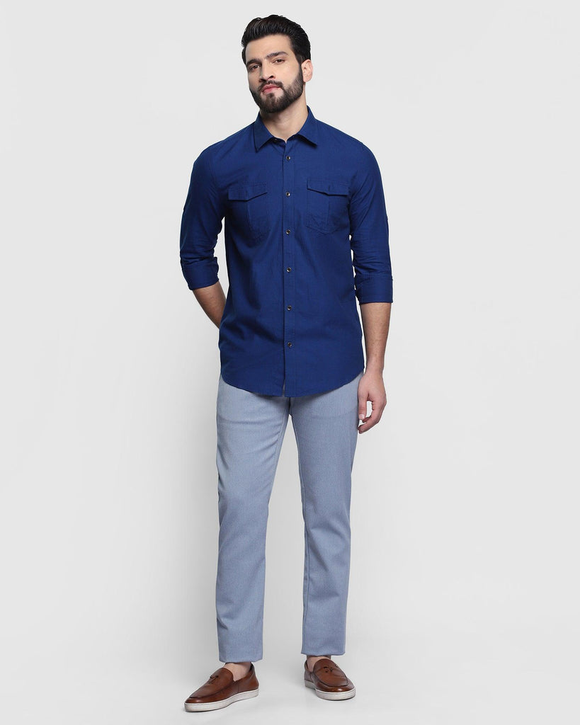 Casual Dark Indigo Textured Shirt - Dos