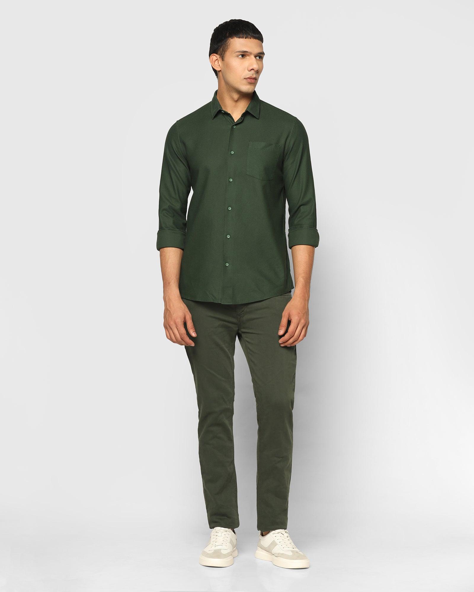 Casual Green Textured Shirt - Tyler