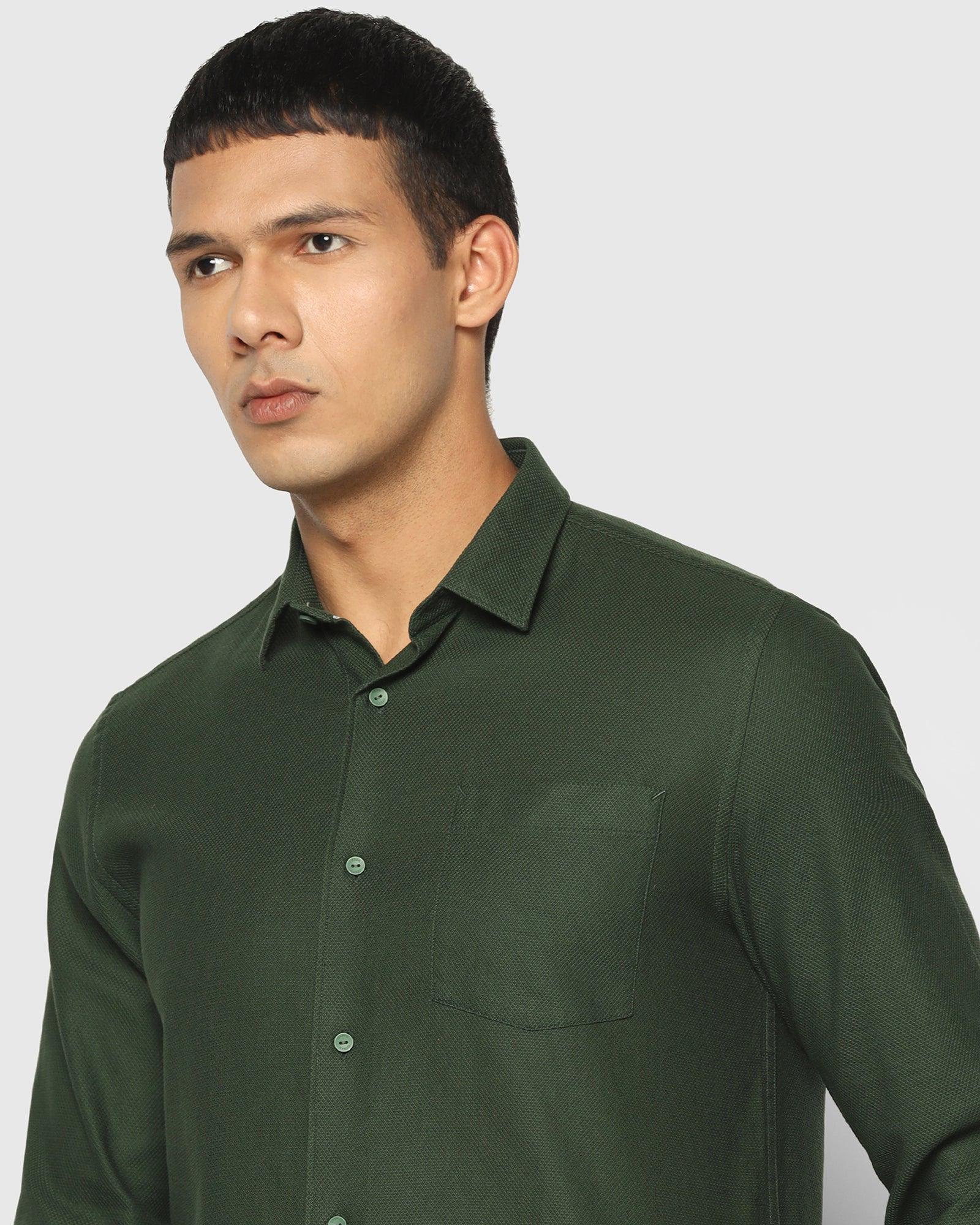 Casual Green Textured Shirt - Tyler