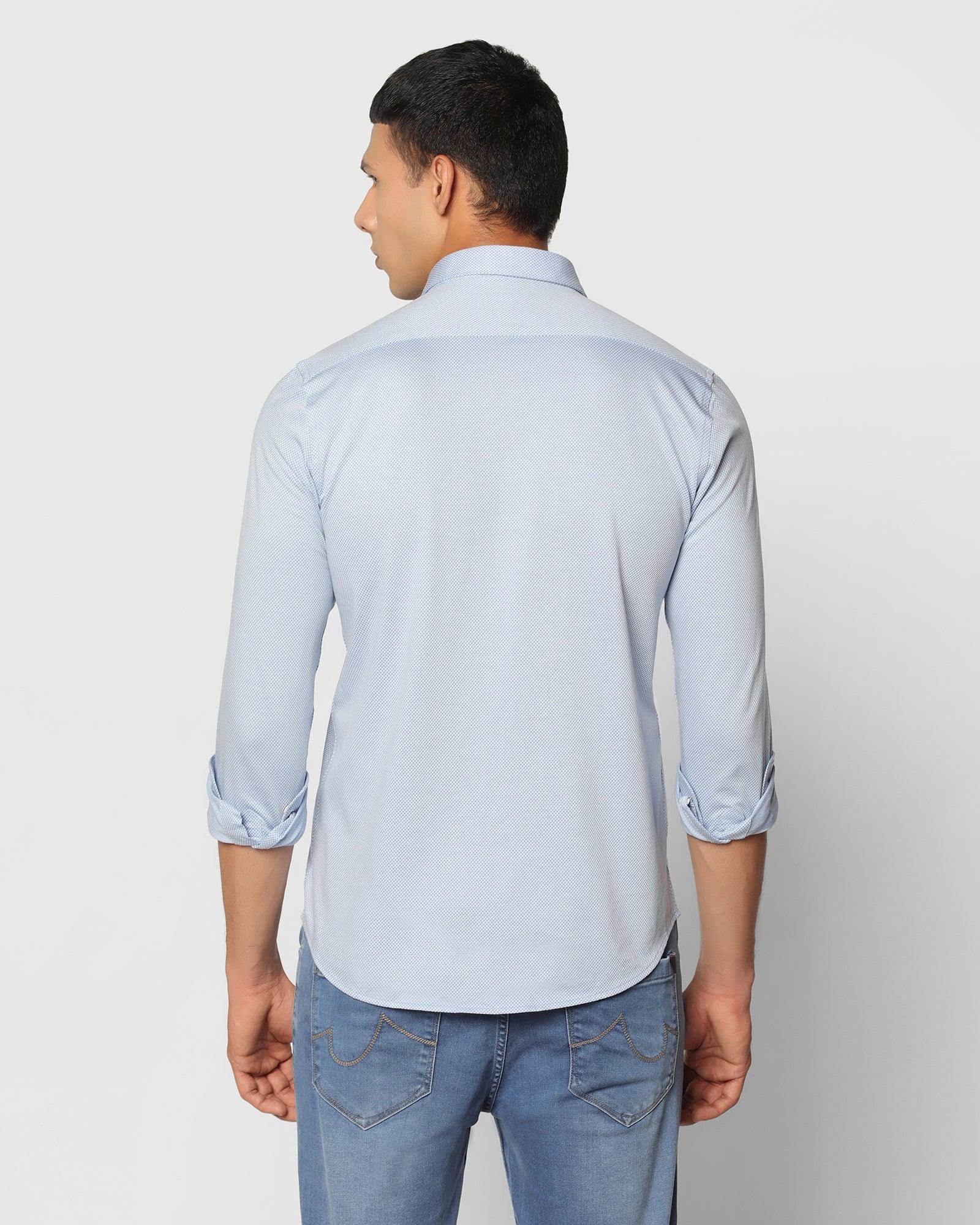 Casual Mid Blue Textured Shirt - Quinn