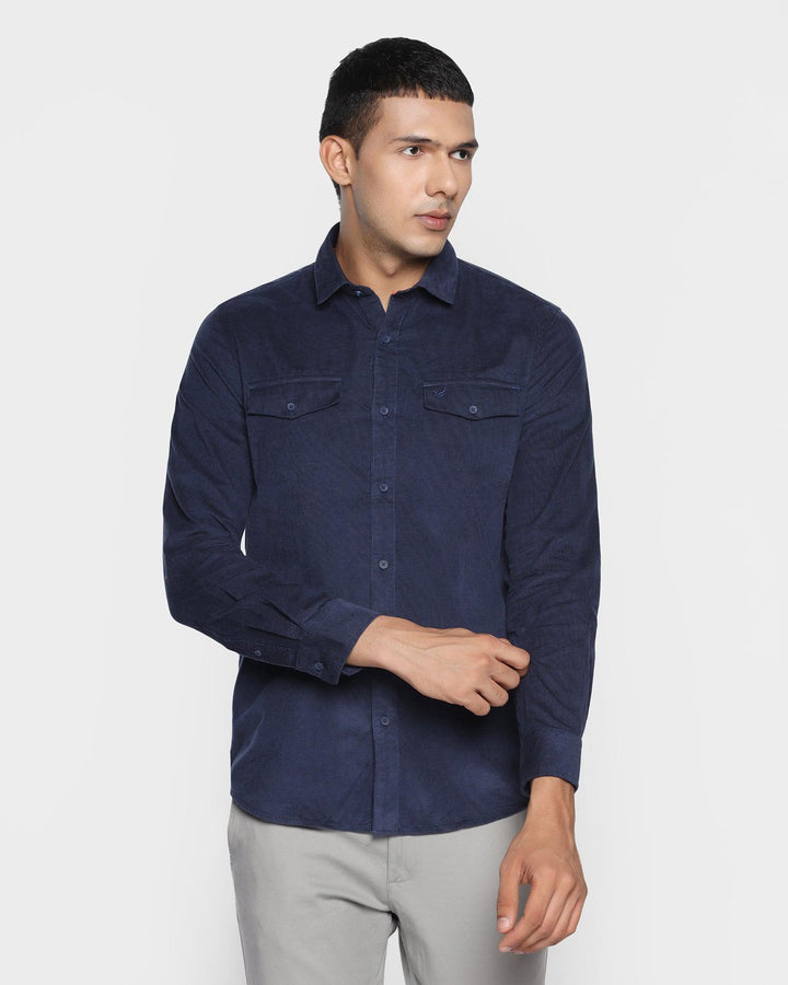 Casual Navy Textured Shirt - Franklin