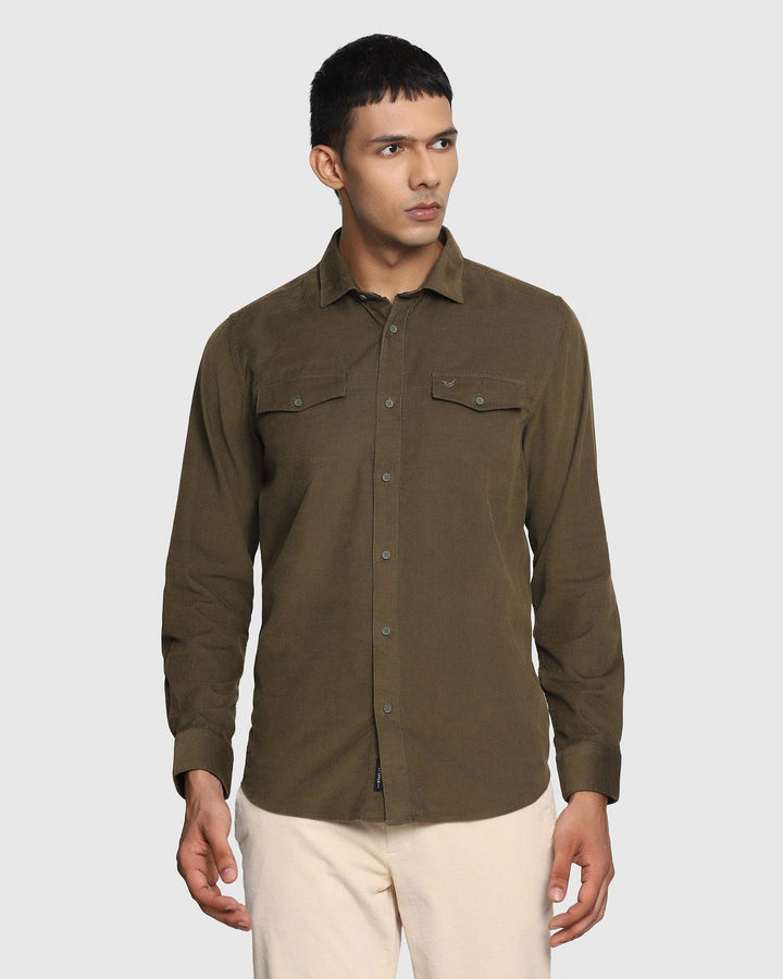 Casual Olive Textured Shirt - Franklin