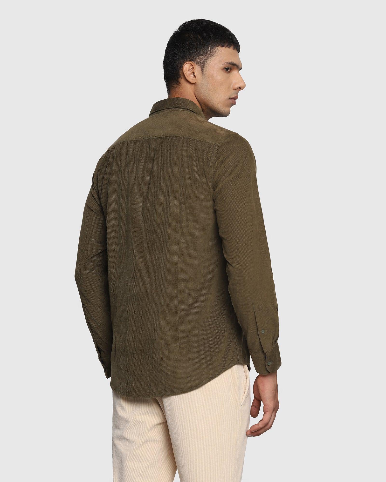 Casual Olive Textured Shirt - Franklin