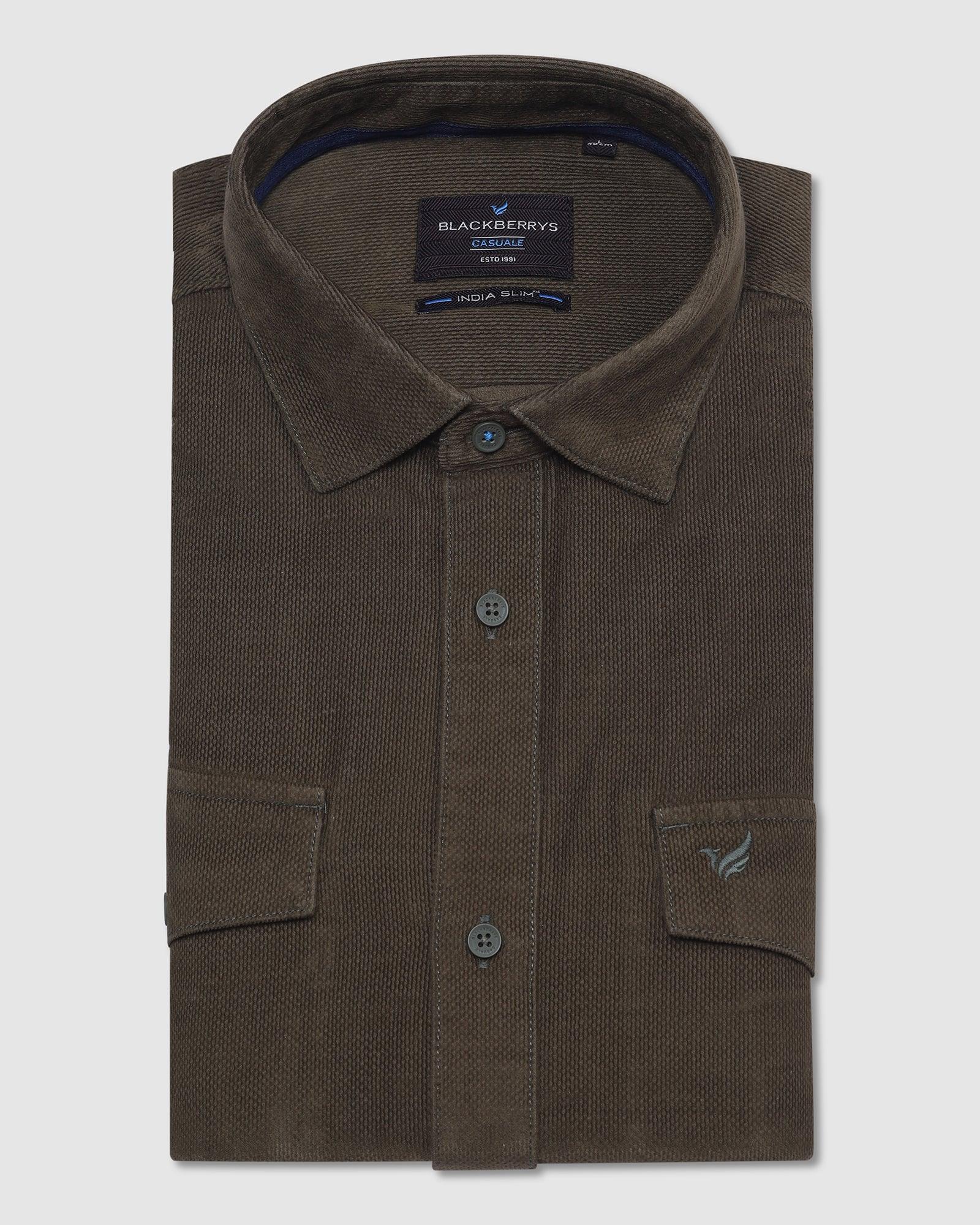 Casual Olive Textured Shirt - Franklin