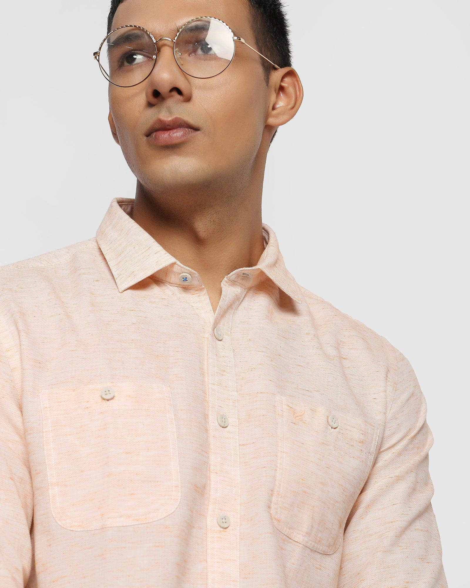 Casual Orange Textured Shirt - Suki