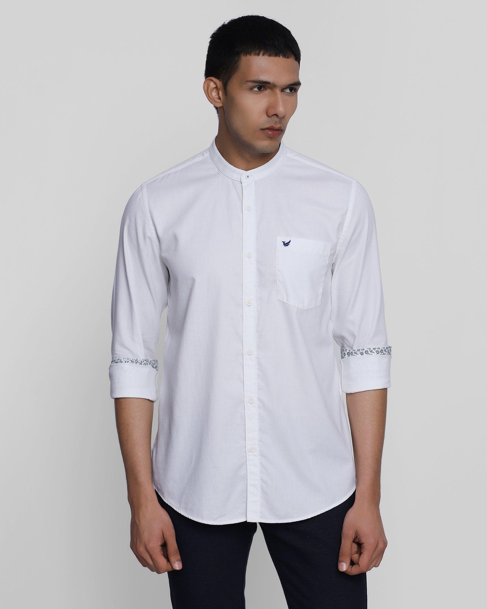 Casual White Textured Shirt - Bravo