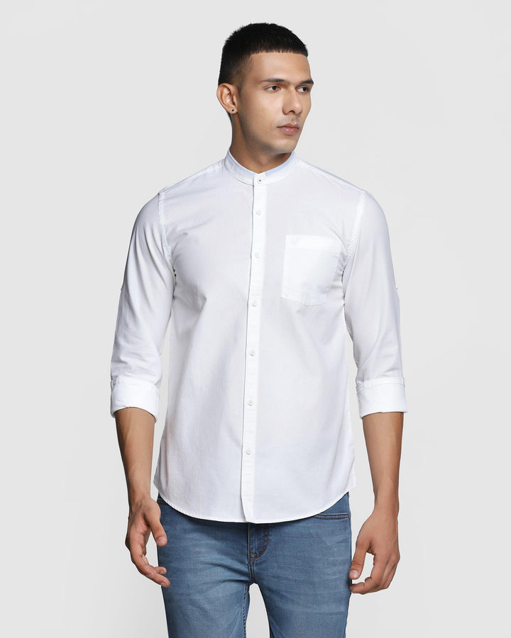 Casual White Textured Shirt - Crown