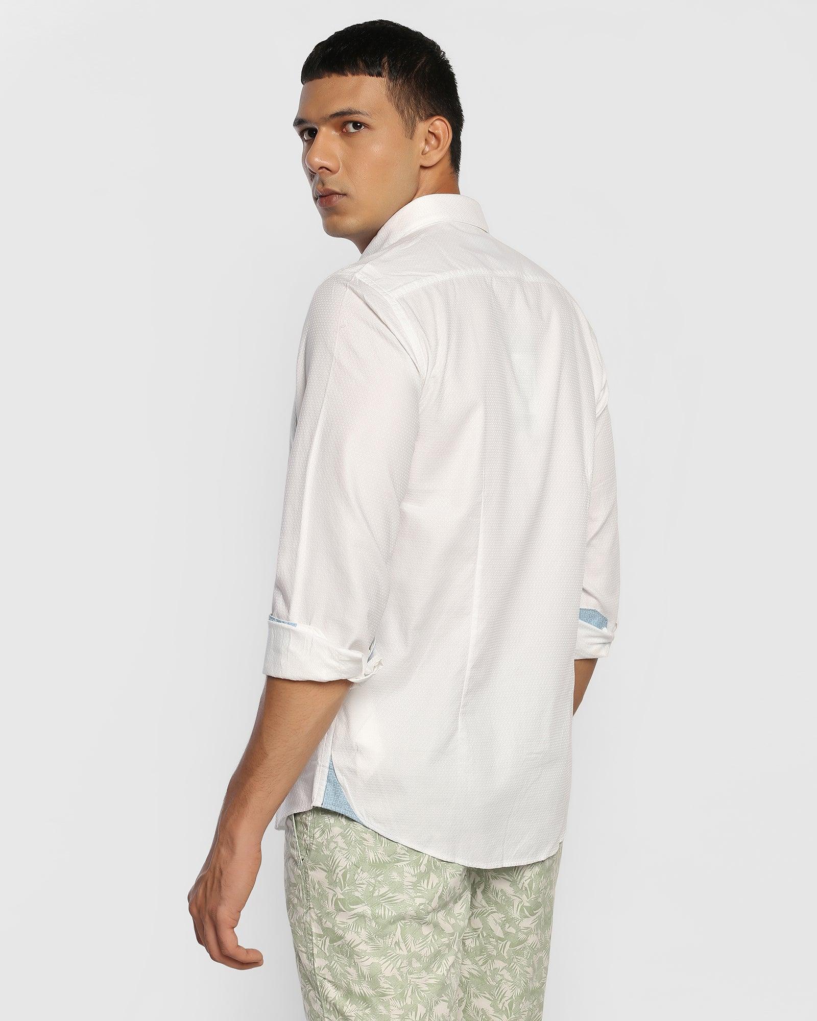 Casual White Textured Shirt - Jona