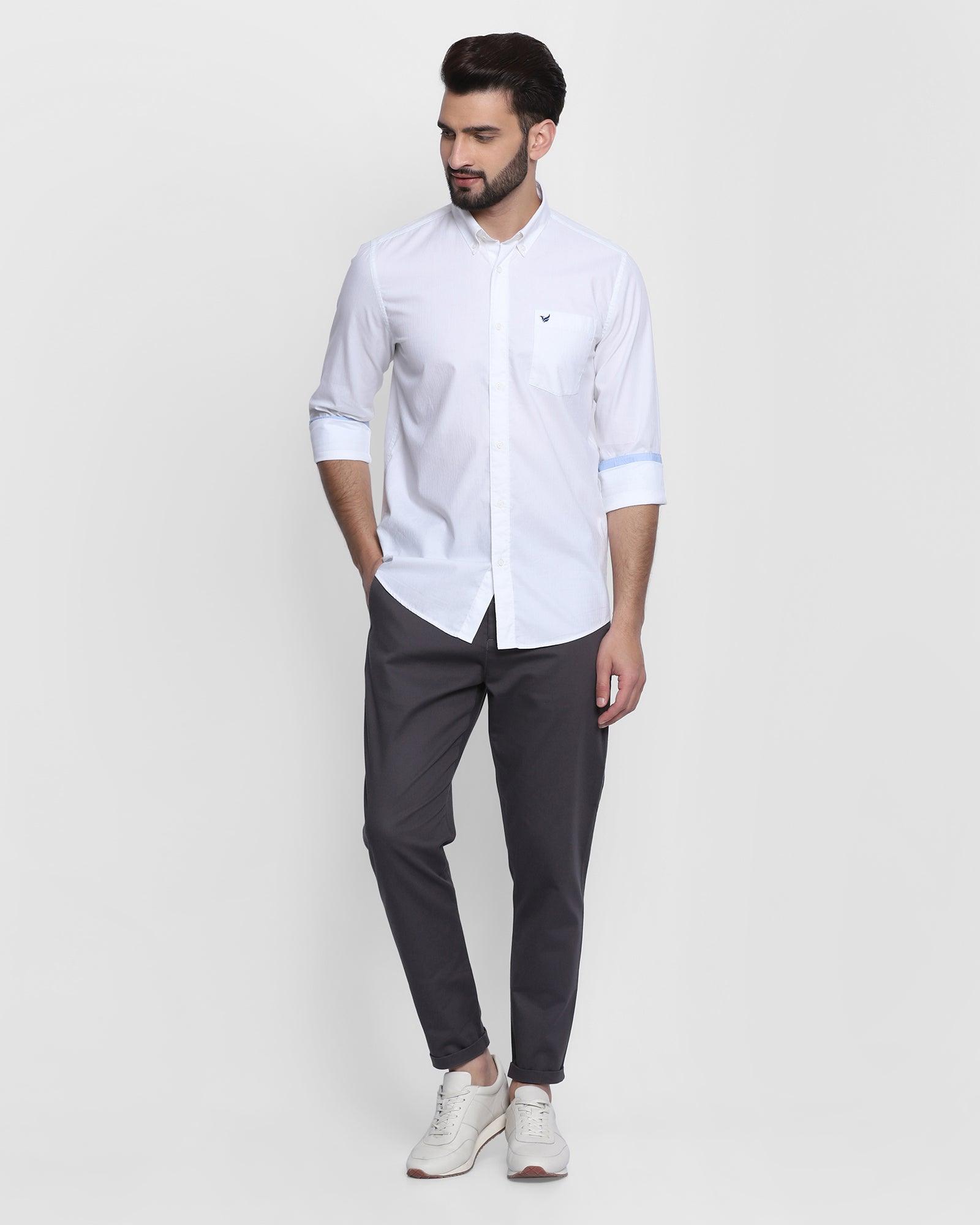 Casual White Textured Shirt - Norris