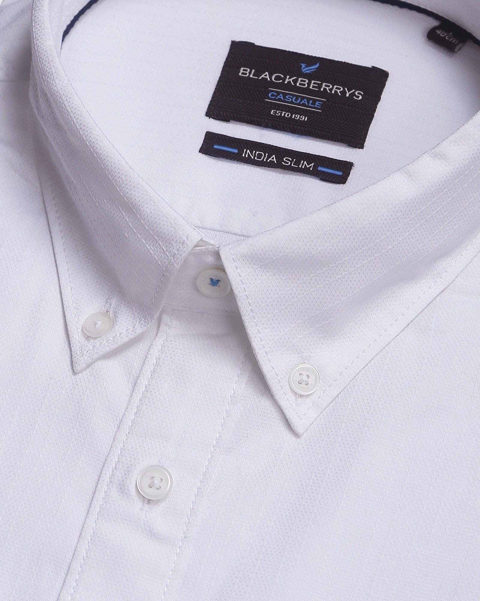 Casual White Textured Shirt - Norris