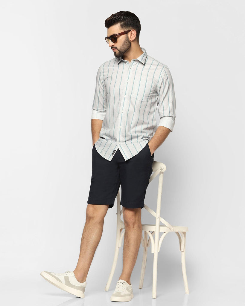 Casual Navy Textured Shorts - Depp