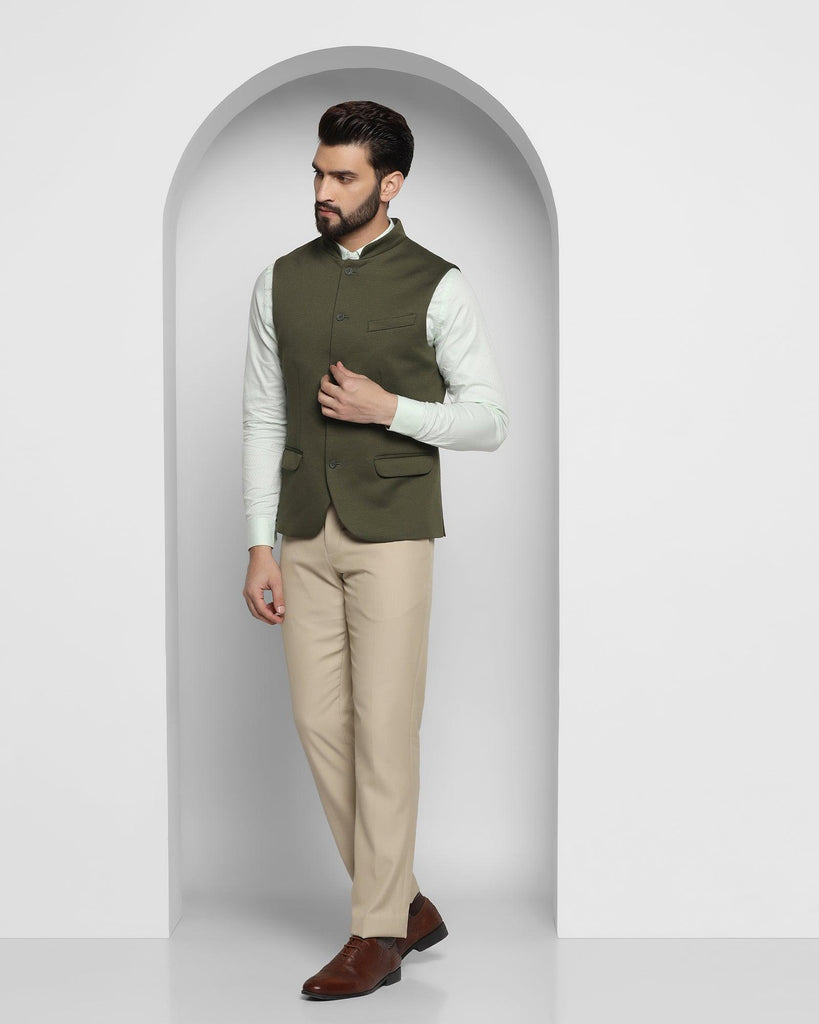 Bandhgala Formal Green Textured Waistcoat Dante