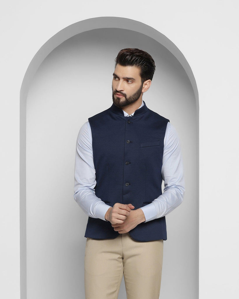 Bandhgala Formal Navy Textured Waistcoat - Dante