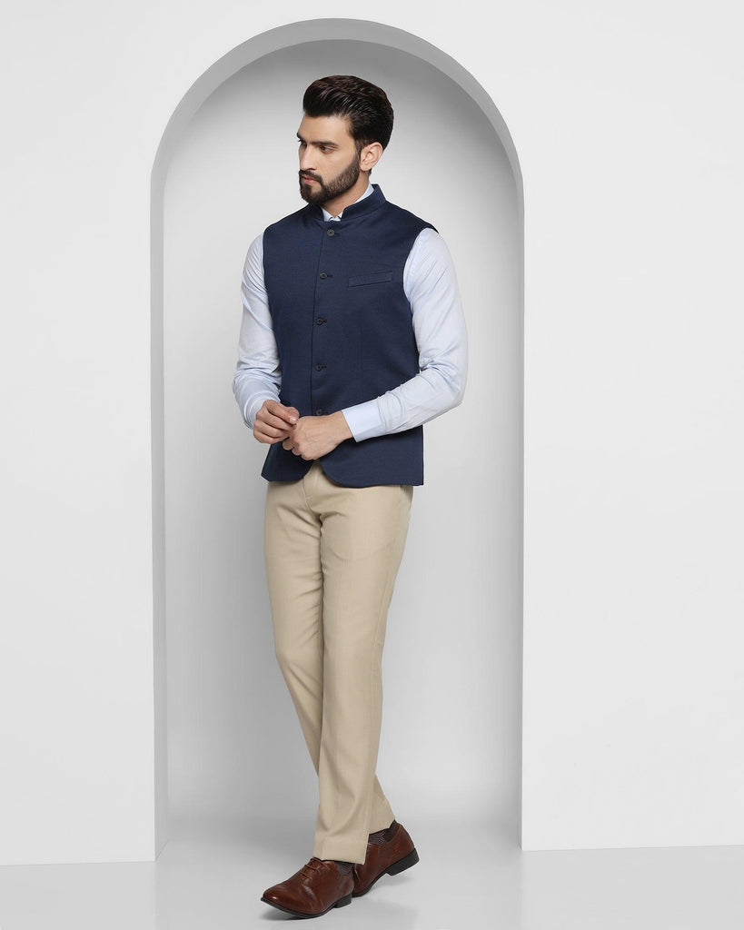 Bandhgala Formal Navy Textured Waistcoat - Dante